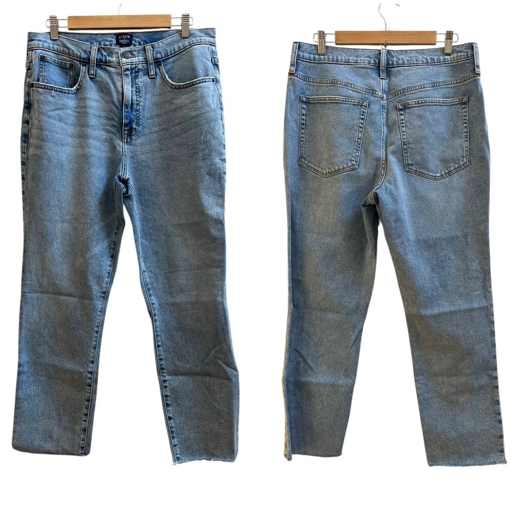 J Crew Essential Raw Hem Straight Jean Size 31 Stretchy 26 Inch Inseam